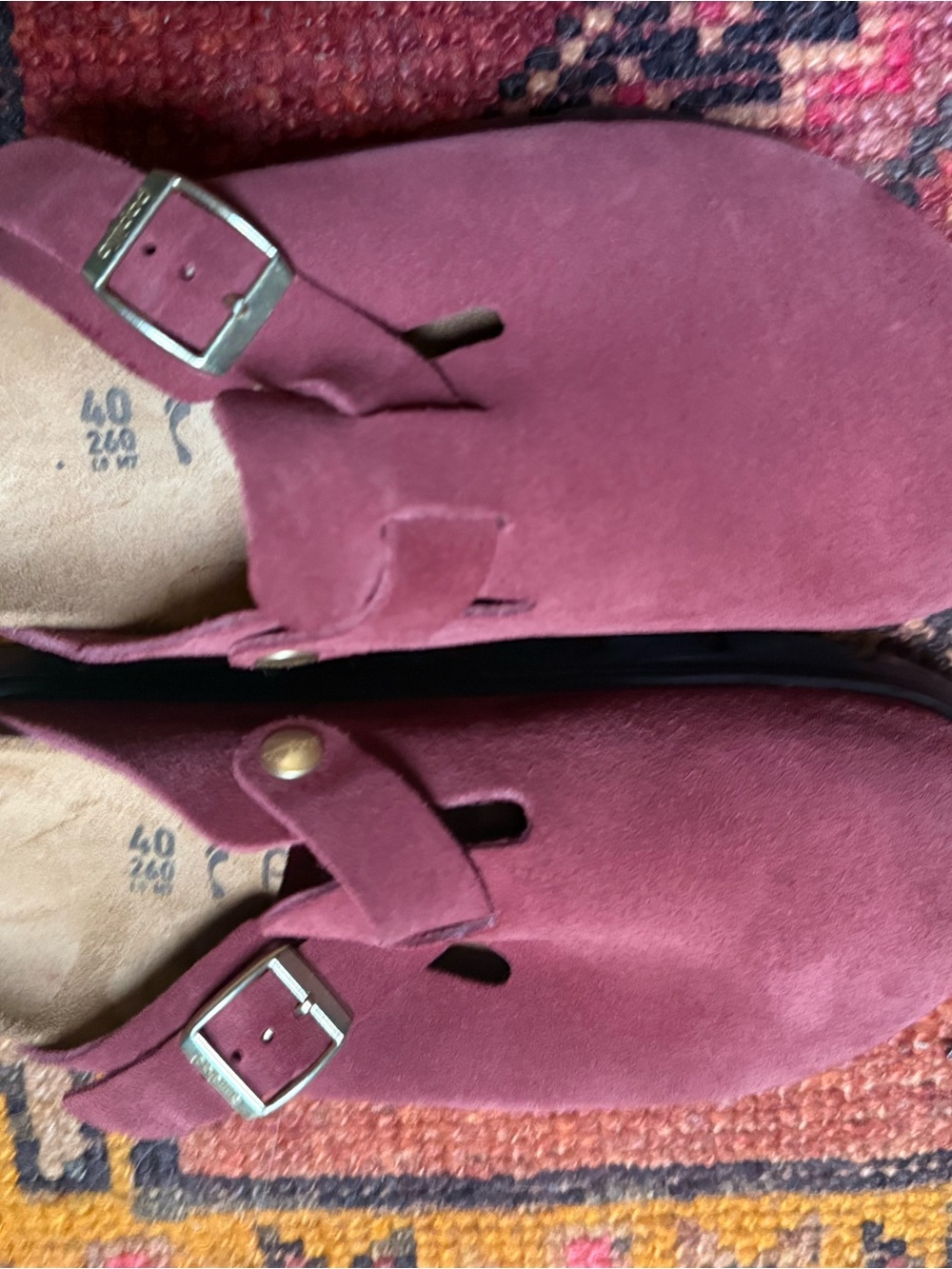 Birkenstock Platform Burgundy Suede Clog Mules, size 39 - Picture 8 of 12